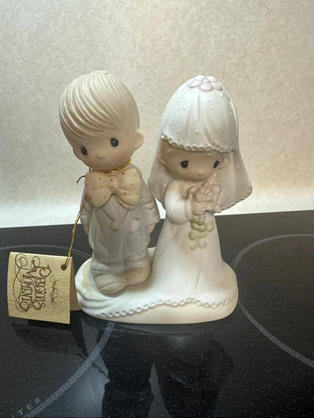 Precious Moments Bridal Couple Figurine in White and Pink